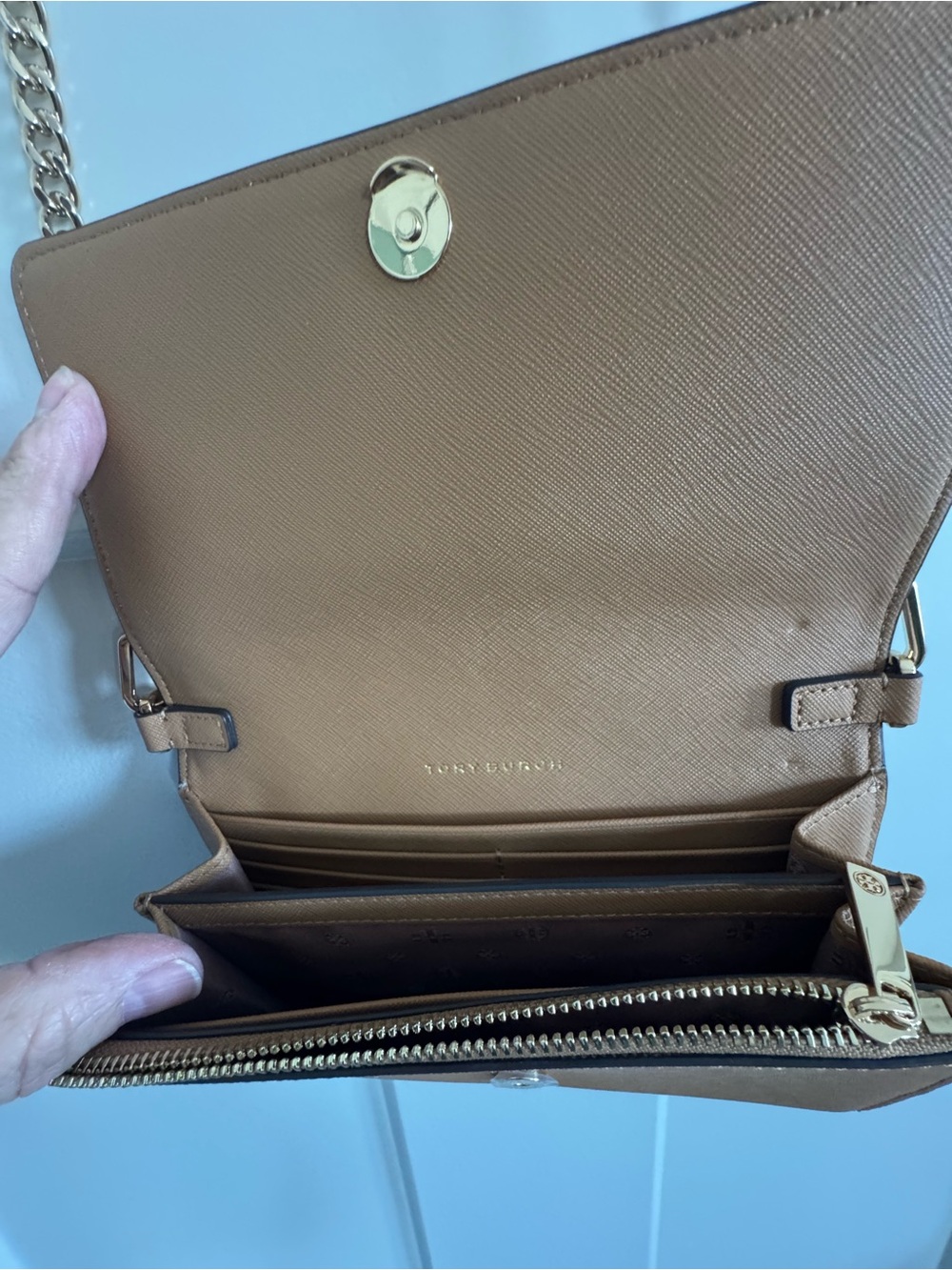 Tory Burch Emerson Leather Chain-Wallet Crossbody Bag Cardamom - Picture 8 of 12